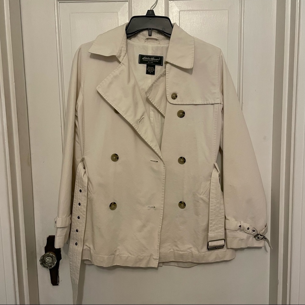 Eddie Bauer white peacoat, size petite small